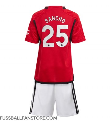Manchester United Jadon Sancho #25 Replik Heimtrikot Kinder 2023-24 Kurzarm (+ Kurze Hosen)